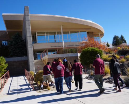 Students from the Pyramid Lake Jr/Sr High School arrive at DRI for Youth Day. Oct. 15, 2018.
