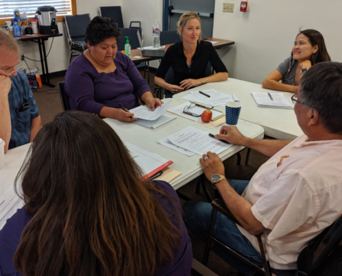 Educators sitting at table at Teaching Native Waters workshop